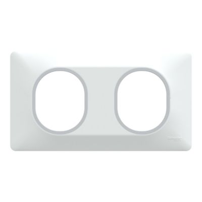 Plaque de finition 2 postes Schneider Electric Ovalis S320704F coloris avec liseré chromé .158 x P.10 x H.87 mm