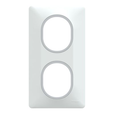 Plaque de finition 2 postes Schneider Electric Ovalis S320724F coloris avec liseré chromé .87 x P.10 x H.158 mm