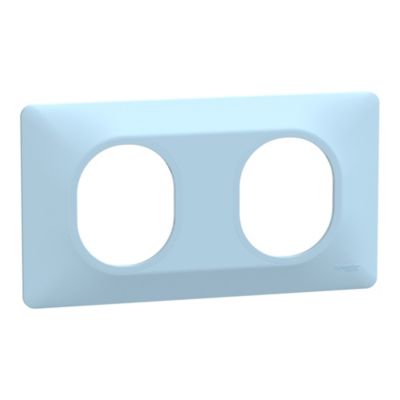Plaque de finition 2 postes Schneider Electric Ovalis S320704C coloris azurin .158 x P.10 x H.87 mm
