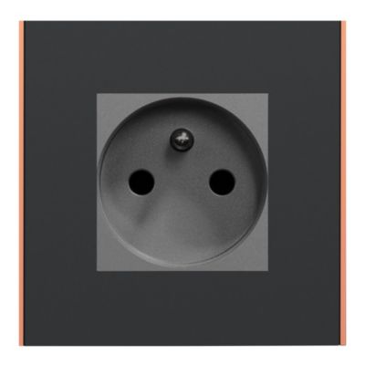 Plaque de finition simple Schneider Electric Unica Déco Subtil gris anthracite liseré cuivré