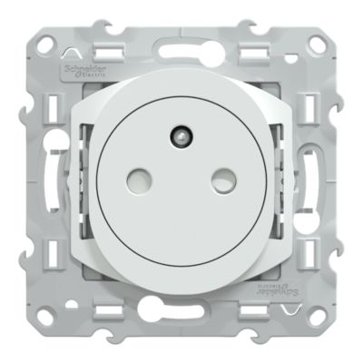 Prise de courant 2 pôles + affleurante avec griffes Schneider Electric Ovalis