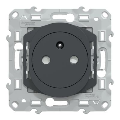 Prise de courant 2 pôles + affleurante avec griffes Schneider Electric Ovalis