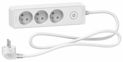 Multiprise 3 prises Schneider Electric Odace blanc 1.5 m