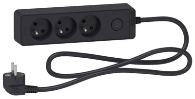 Multiprise 3 prises Schneider Electric Odace anthracite 1.5 m