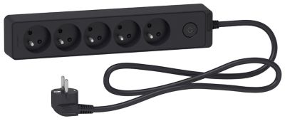 Multiprise 5 prises Schneider Electric Odace anthracite 1.5 m