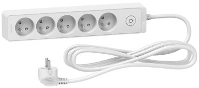 Multiprise 5 prises Schneider Electric Odace blanc 3 m