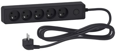 Multiprise 5 prises Schneider Electric Odace anthracite 3 m