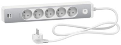 Schneider Bloc multiprises 5 Prises + 2 USB