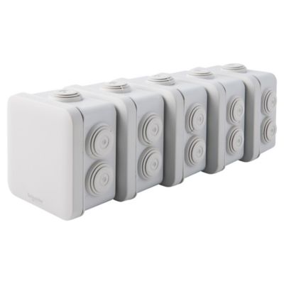 Lot de 5 boîtes dérivation étanche IP55 80x80x45 mm grises Schneider