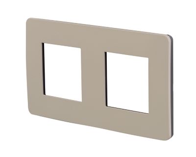 Plaque de finition double Schneider Electric Unica Déco taupe liseré anthracite
