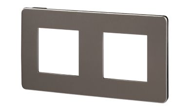 Plaque de finition double Schneider Electric Unica Déco aluminium liseré noir