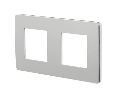 Plaque de finition double Schneider Electric Unica Déco aluminium blanc
