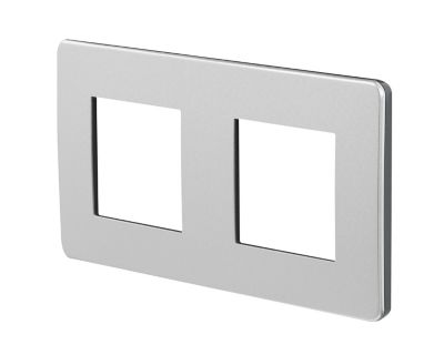 Plaque de finition double Schneider Electric Unica Déco aluminium liseré anthracite