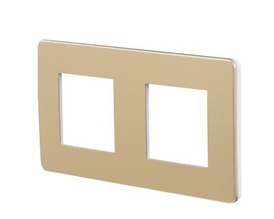 Plaque de finition double Schneider Electric Unica Déco cuivre liseré blanc