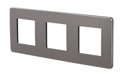 Plaque de finition triple Schneider Electric Unica Déco aluminium liseré noir