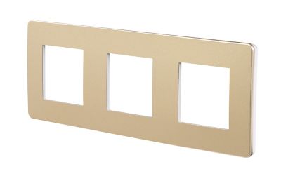Plaque de finition triple Schneider Electric Unica Déco cuivre liseré blanc