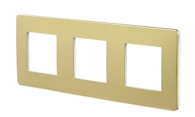 Plaque de finition triple Schneider Electric Unica Déco or liseré blanc