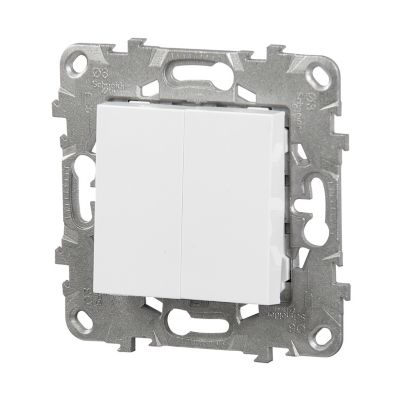 Mécanisme interrupteur double va-et-vient Schneider Electric Unica Déco blanc