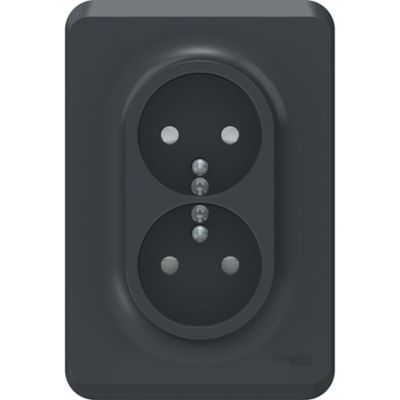 Prise double avec terre Schneider Electric Unica Déco anthracite
