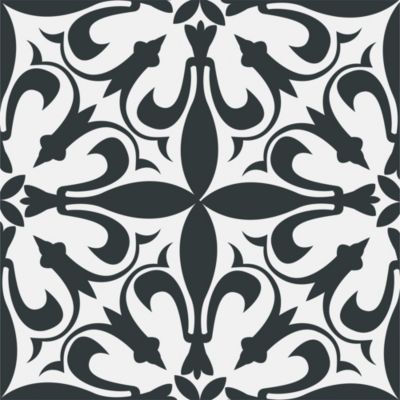 Lot 8 carreaux adhésifs décoratifs Vinyl Way Bahia Dada Art effet carreau de ciment noir & blanc L.2