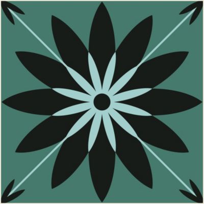 Lot 8 carreaux adhésifs décoratifs Vinyl Way Essaouira Dada Art effet carreau de ciment vert & noir 