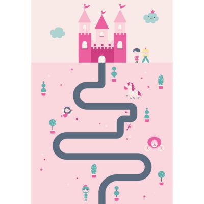 Tapis vinyle motif château de princesse L.95 x l.66 cm x ep. 2 mm