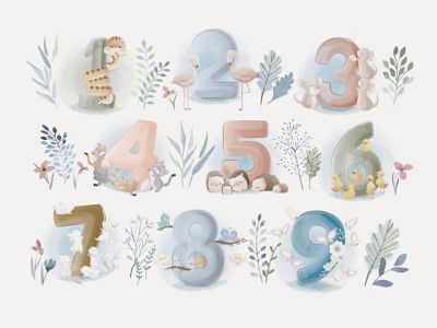 Affiche décorative chiffres l.30 x H.40 cm