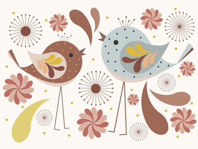 Affiche décorative oiseaux l.30 x H.40 cm