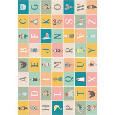 Tapis vinyle motif abecedaire multicolore L.95 x l.66 cm x ep. 2 mm