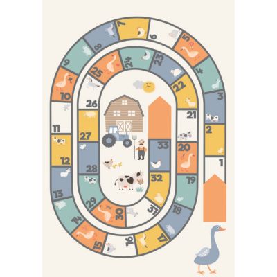 Tapis vinyle motif jeu de l'oie multicolore L.95 x l.66 cm x ep. 2 mm