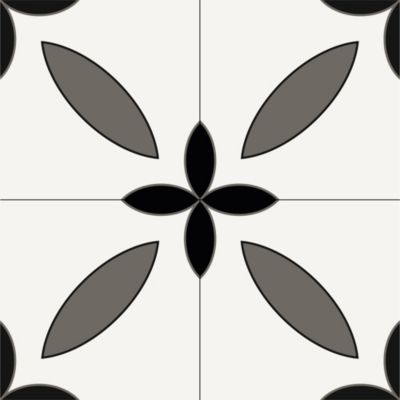 Lot 8 carreaux adhésifs décoratifs Vinyl Way Vienne Dada Art effet carreau de ciment noir & blanc L.