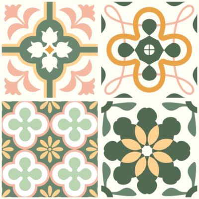 Lot 8 carreaux adhésifs décoratifs Vinyl Way Barcelone Dada Art effet carreau de ciment vert L.20 x 