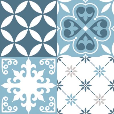Lot 8 carreaux adhésifs décoratifs Vinyl Way Florence Dada Art effet carreau de ciment bleu L.20 x L