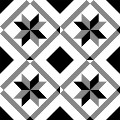 Lot 8 carreaux adhésifs décoratifs Vinyl Way St Remy Dada Art effet carreau de ciment noir & blanc L