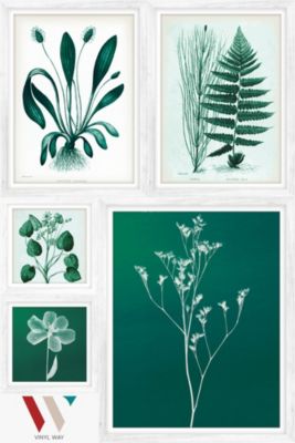 Set 5 tableaux Vinyl Way Dada Art feuilles vert L.90 x l.60 cm