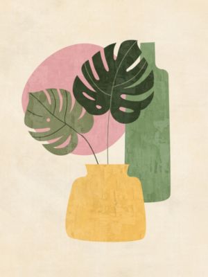 Affiche vase jaune Dada Art l.30 x H.40 cm