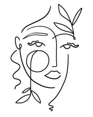 Affiche visage palmes Dada Art l.40 x H.50 cm