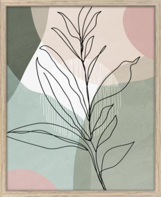 Image encadrée tiges graphique Dada Art vert et rose L.53 x l.43 cm