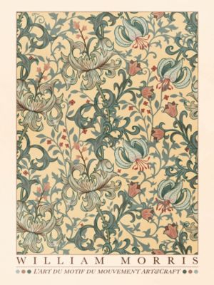 Affiche William Morris motifs, exposition, fleurs, feuilles l.30 x H.40 cm multicolore