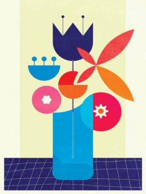 Affiche Vase , fleurs, nature l.30 x H.40 cm multicolore