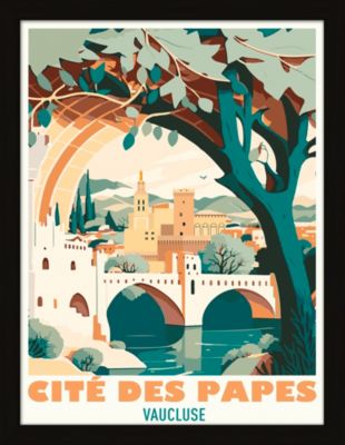 Image encadrée Cite Papes cadre noir 30x40 cm