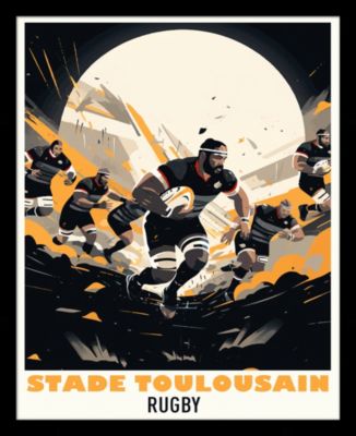 Image encadrée Rugby cadre noir 30x40 cm