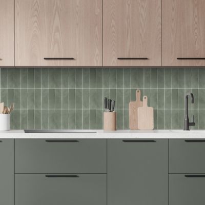 Crédence de cuisine décor Zellige vert l. 200 x H. 60 x Ep. 0,3 cm - Dada Art