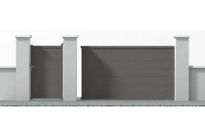 Portail Jardimat aluminium Lyon gris quartz 7039 motorisé 350 cm