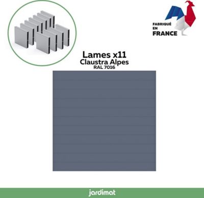 Clôture Jardimat Alpes Gris 180 cm, 11 lames