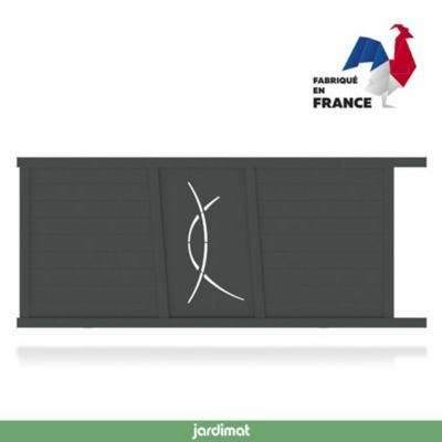 Portail Jardimat coulissant aluminium Lausanne noir 2100 - 350 x h.160 cm