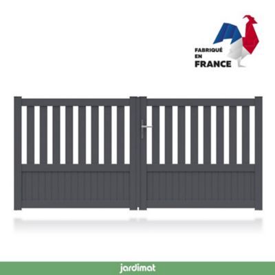 Portail Jardimat aluminium Garonne gris 7016 - 300 x h.140 cm