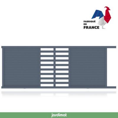 Portail Jardimat coulissant aluminium Courtrai gris 7016 - 400 x h.142 cm