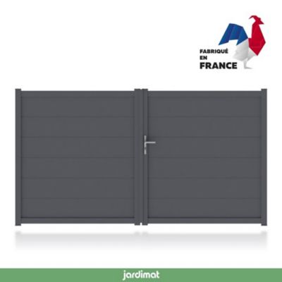 Portail Jardimat aluminium Chalon gris 7016 - 300 x h.167 cm