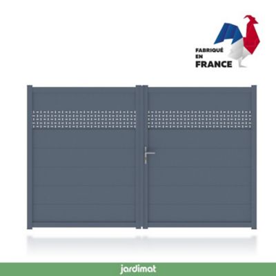 Portail Jardimat aluminium Sisteron gris 7016 - 300 x h.191 cm